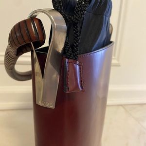 Kenzo vintage burgundy leather shoulder bucket bag